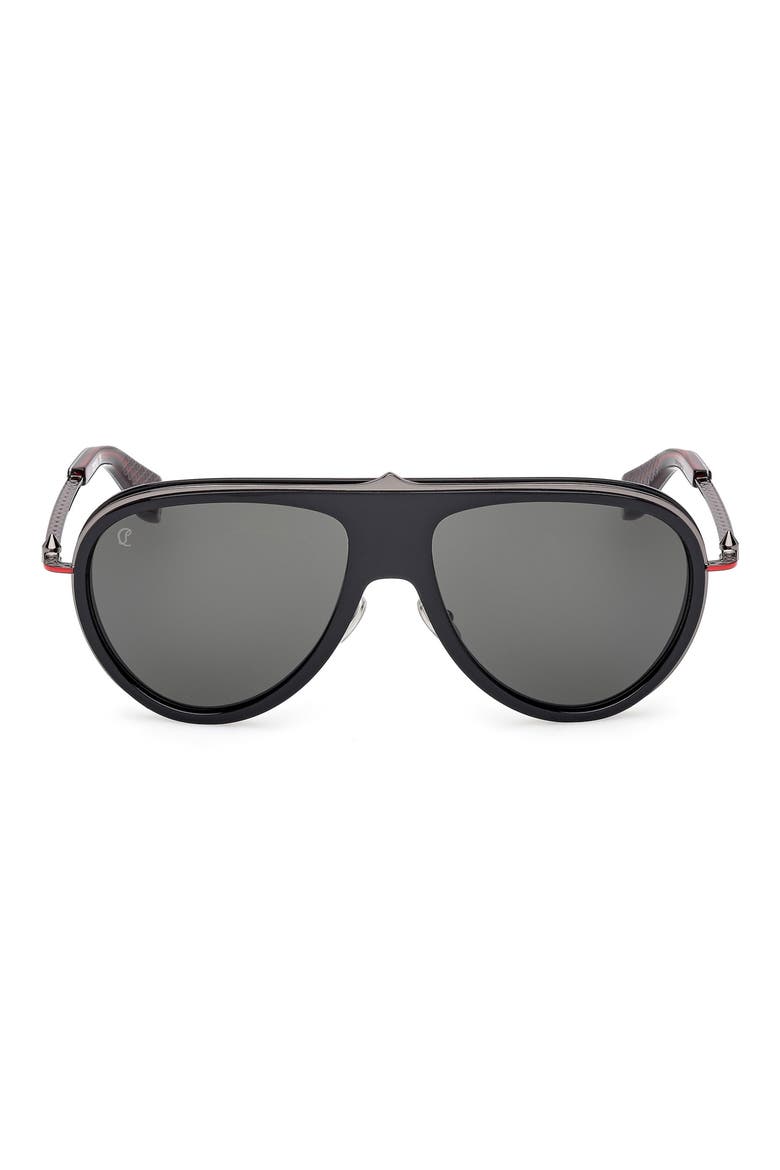 63mm Pilot Sunglasses, Main, color, BLACK / GUNMETAL RED ENAMEL