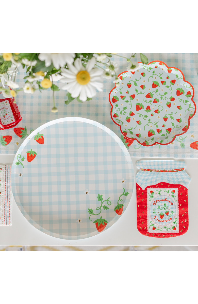 Daydream Society Strawberry Picnic Gingham Print Large Plates, Alternate, color, Assorted Pre-Pack
