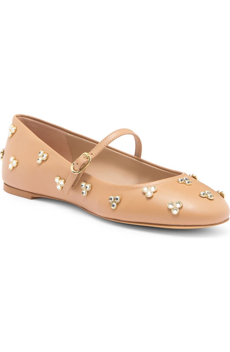 Stuart Weitzman Tammy Crystal Mary Jane Flat, Main, color, Golden Beige