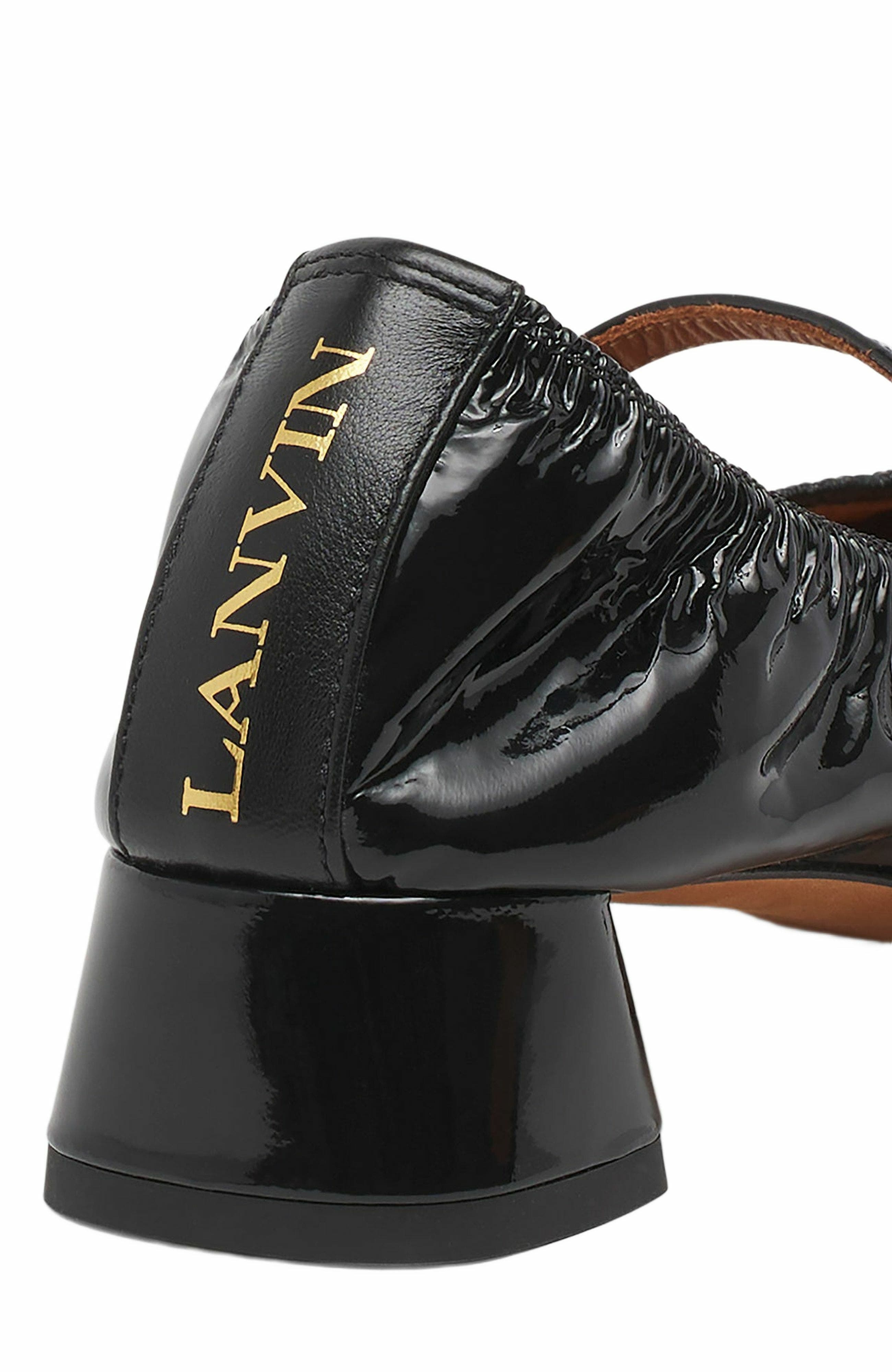 Lanvin HEELED MARY JANE IN GLOSSY LEATHER, Alternate, color, Black