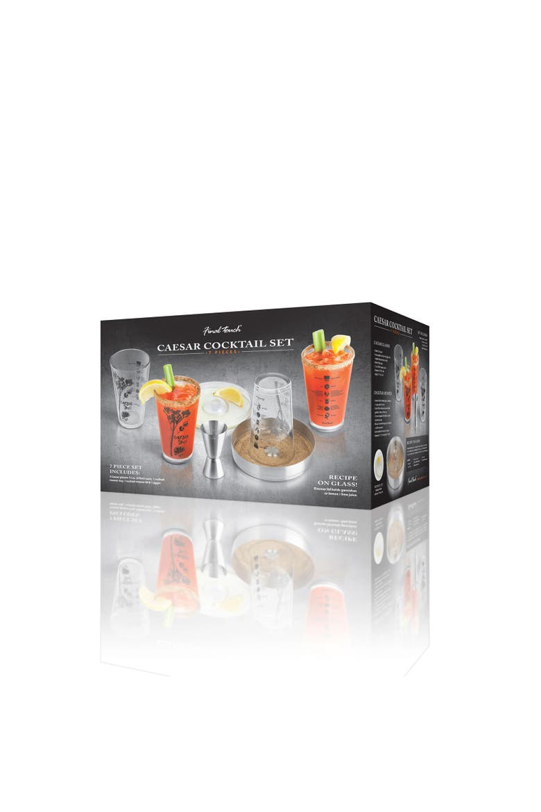 7-Piece Caesar Cocktail Set, 4 Glasses, Rimmer & Jigger, 15 oz Each, Alternate, color, Clear