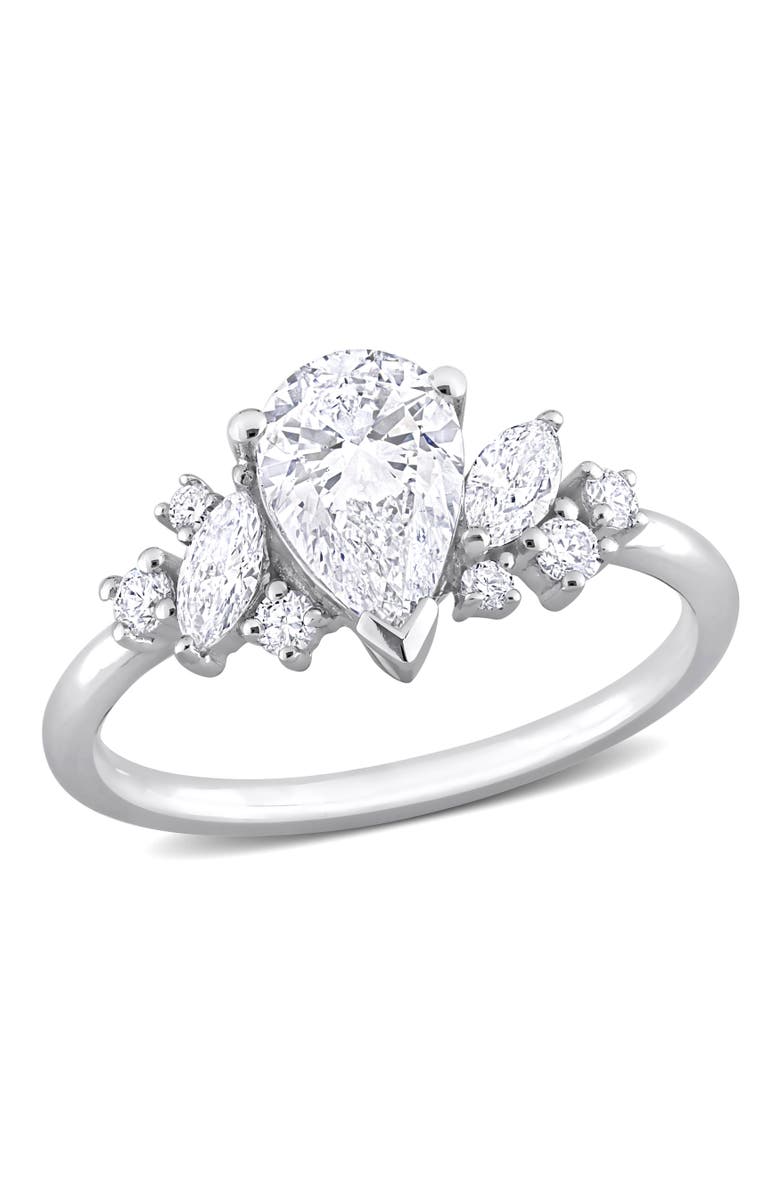 Julianna B. Lab-Grown Diamond Pear Cluster Ring 14k, Main, color, White Gold