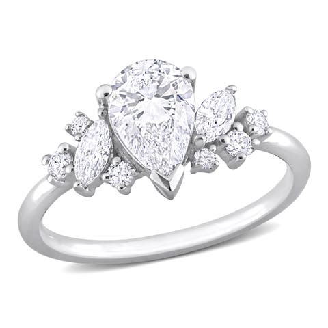 Lab-Grown Diamond Pear Cluster Ring 14k