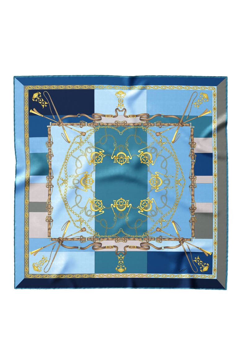 Gabriella - Hand Rolled Silk Foulard for Women, Alternate, color, Azure