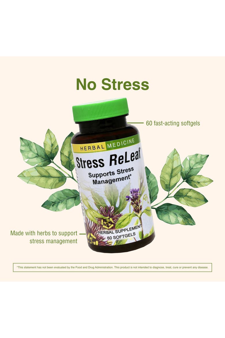 Stress ReLeaf Herbal Relaxation Supplement, 60 Softgels, Alternate, color, No Color