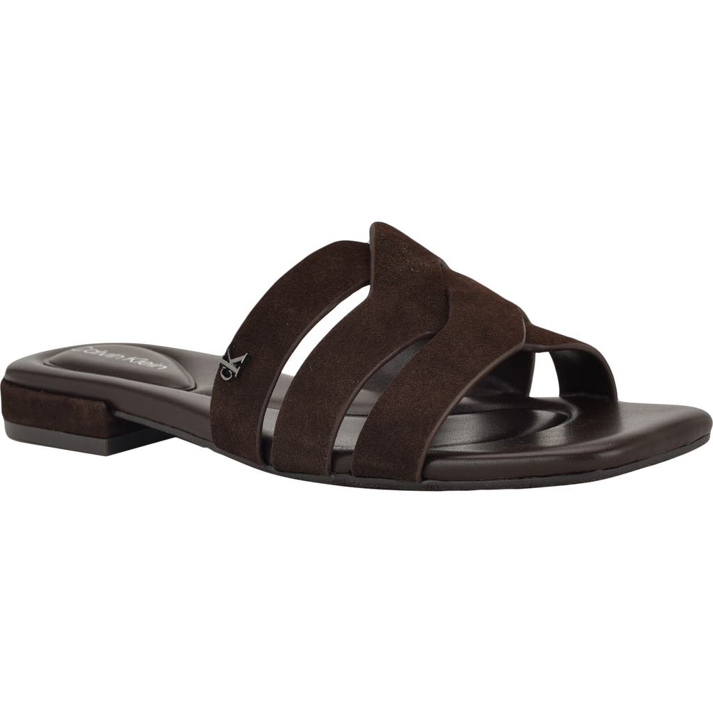 Calvin Klein Tisha Slide Sandal In Brown