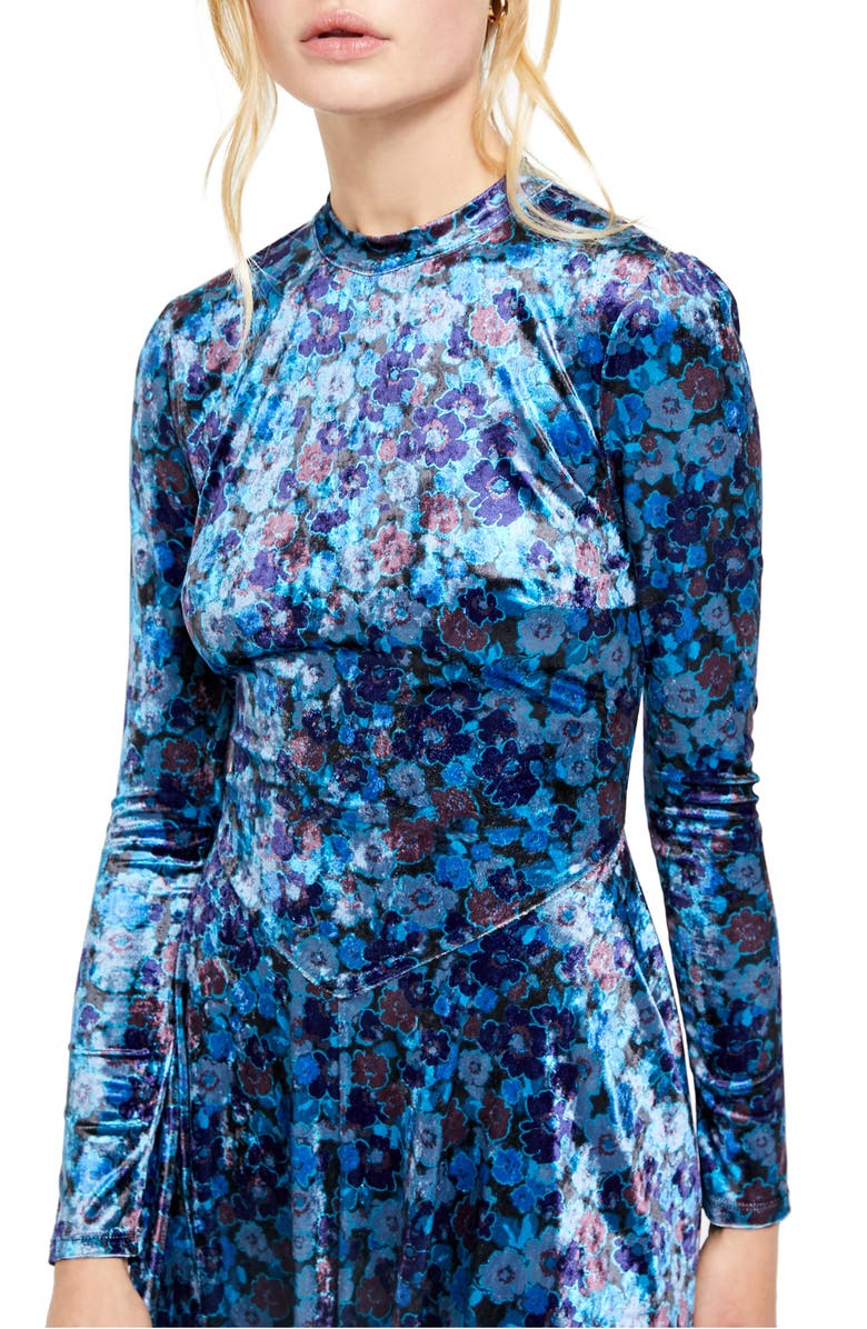knee length dresses for ladies Daisha Crushed Velvet Midi Dress main image 1