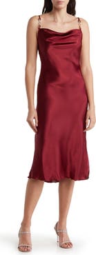 Jump Apparel Satin Cowl Neck Midi Dress