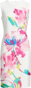 Anne Klein Floral Print Sleeveless Sheath Dress
