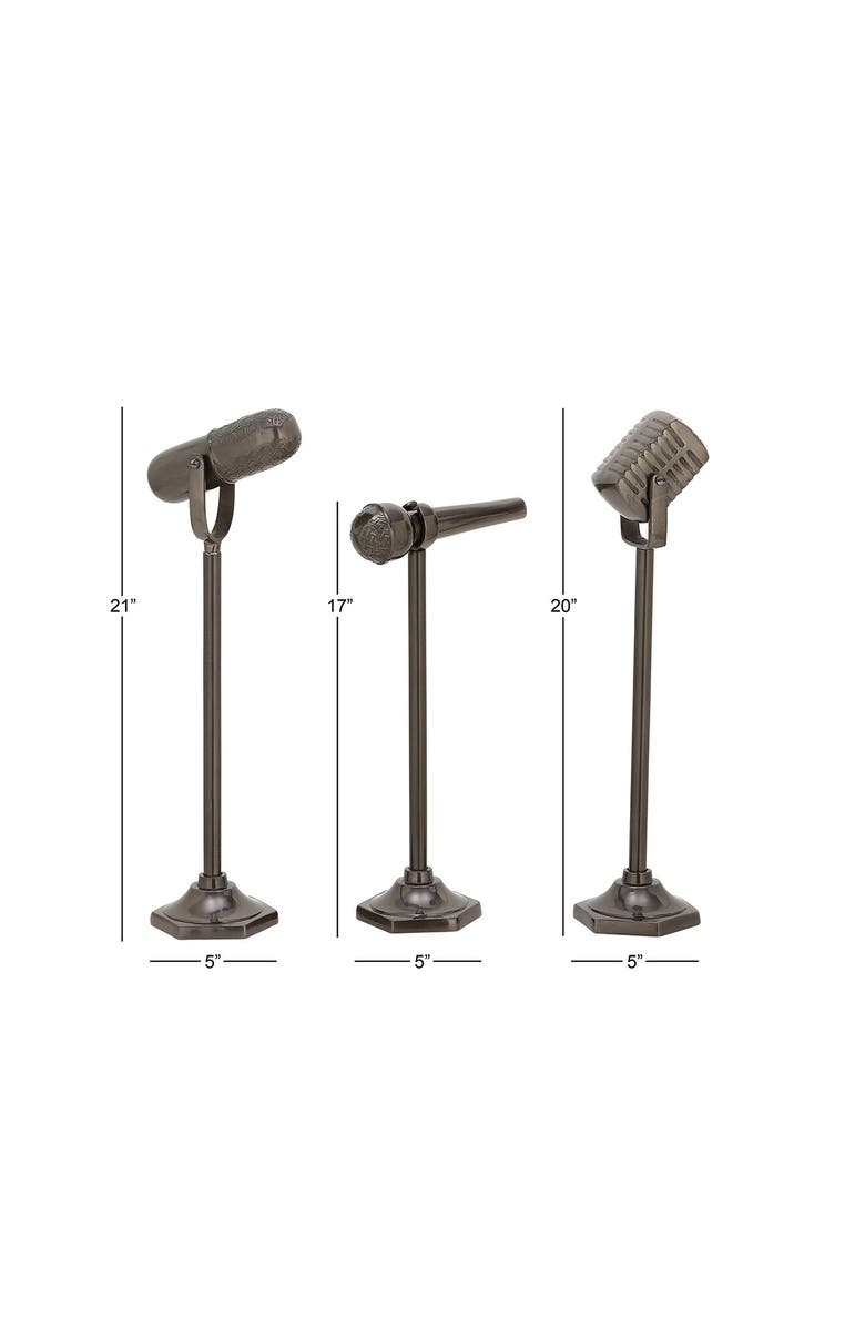 WILLOW ROW Black Aluminum Traditional Microphone Sculpture - Set of 3, Alternate, color, 