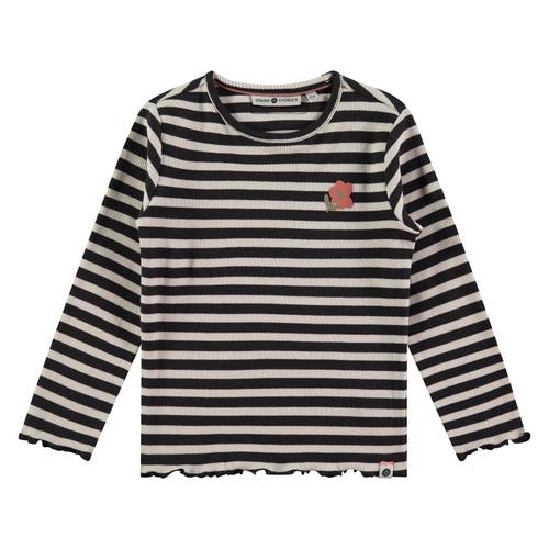 Stains And Stories By Babyface Kids' Lettuce Edge Ribbed Striped Long Sleeve Shirt In Multi