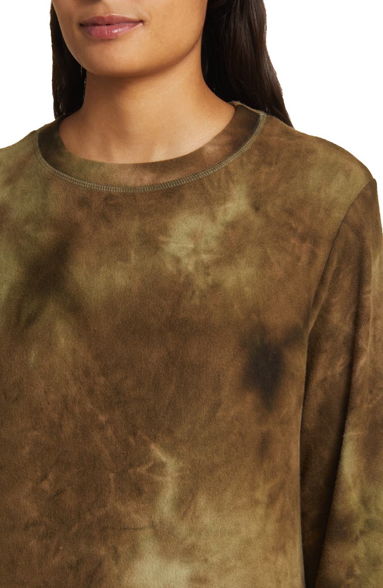 Loveappella Tie Dye Long Sleeve Hacci Knit Top, Alternate, color, Olive