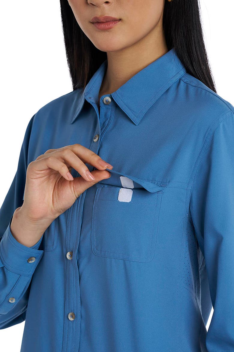 Women's Mylitta Travel Long Sleeve Shirt, UPF 50+ Sun Protection, Alternate, color, Blue Dusk