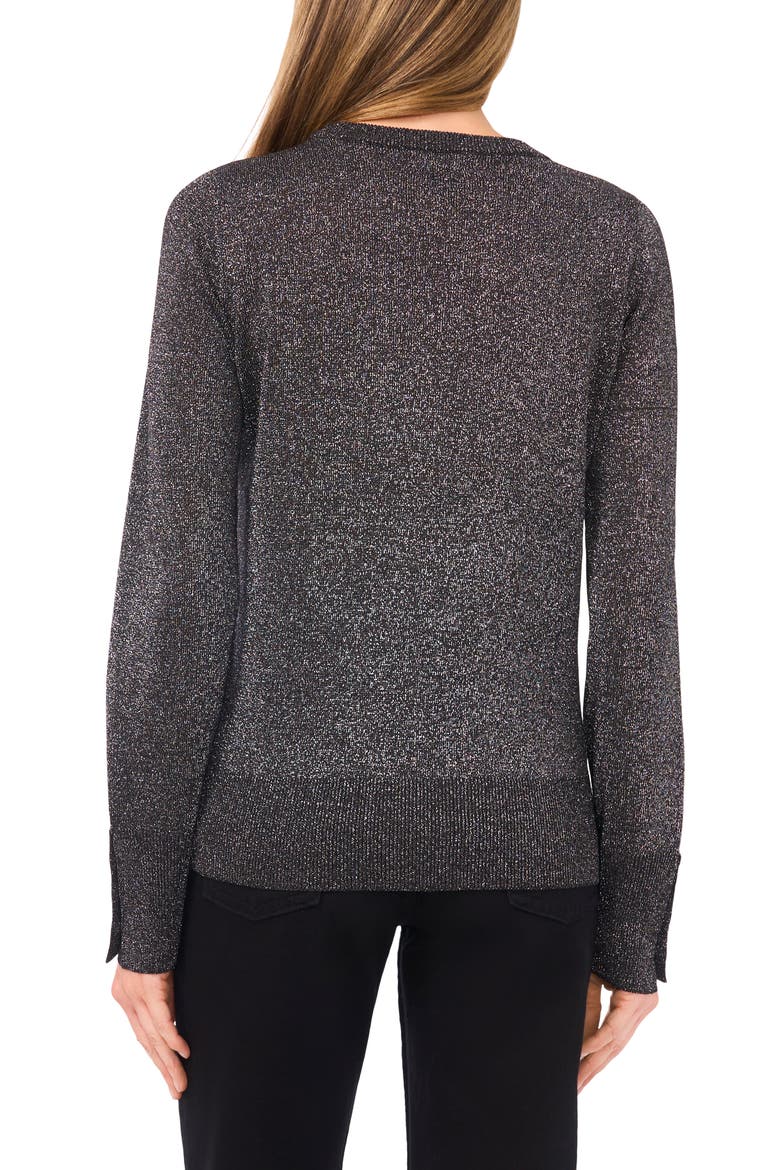 Rhinestone Button Sweater, Alternate, color, DARK BLACK LUREX