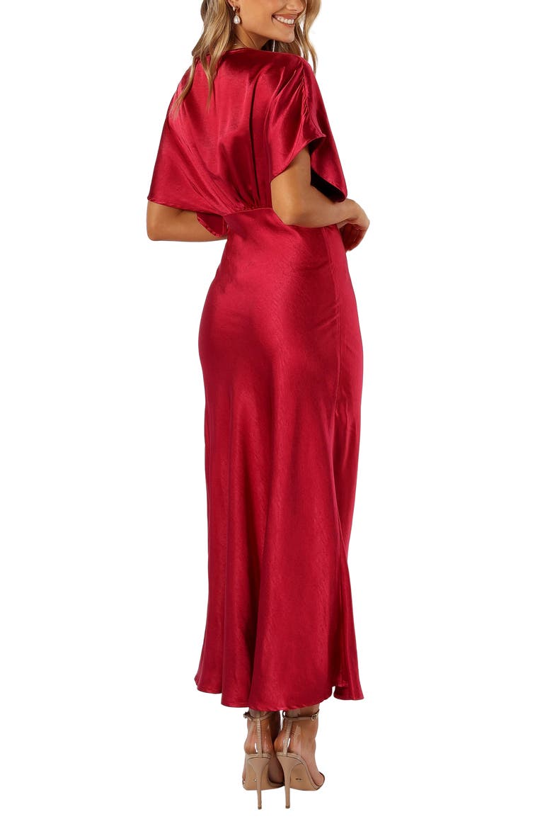 Ricki Dolman Sleeve Satin Dress, Alternate, color, RUBY WINE