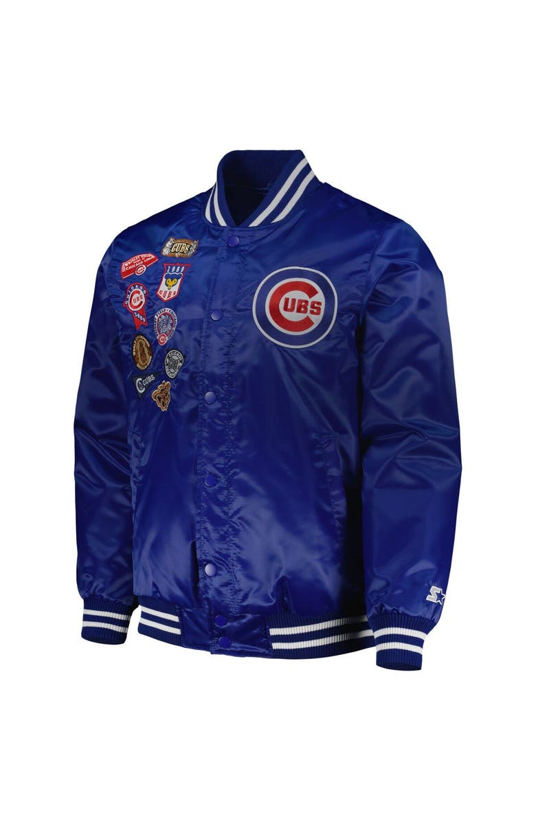 STARTER Men's Starter Royal Chicago Cubs Patch Full-Snap Jacket, Alternate, color, Royal