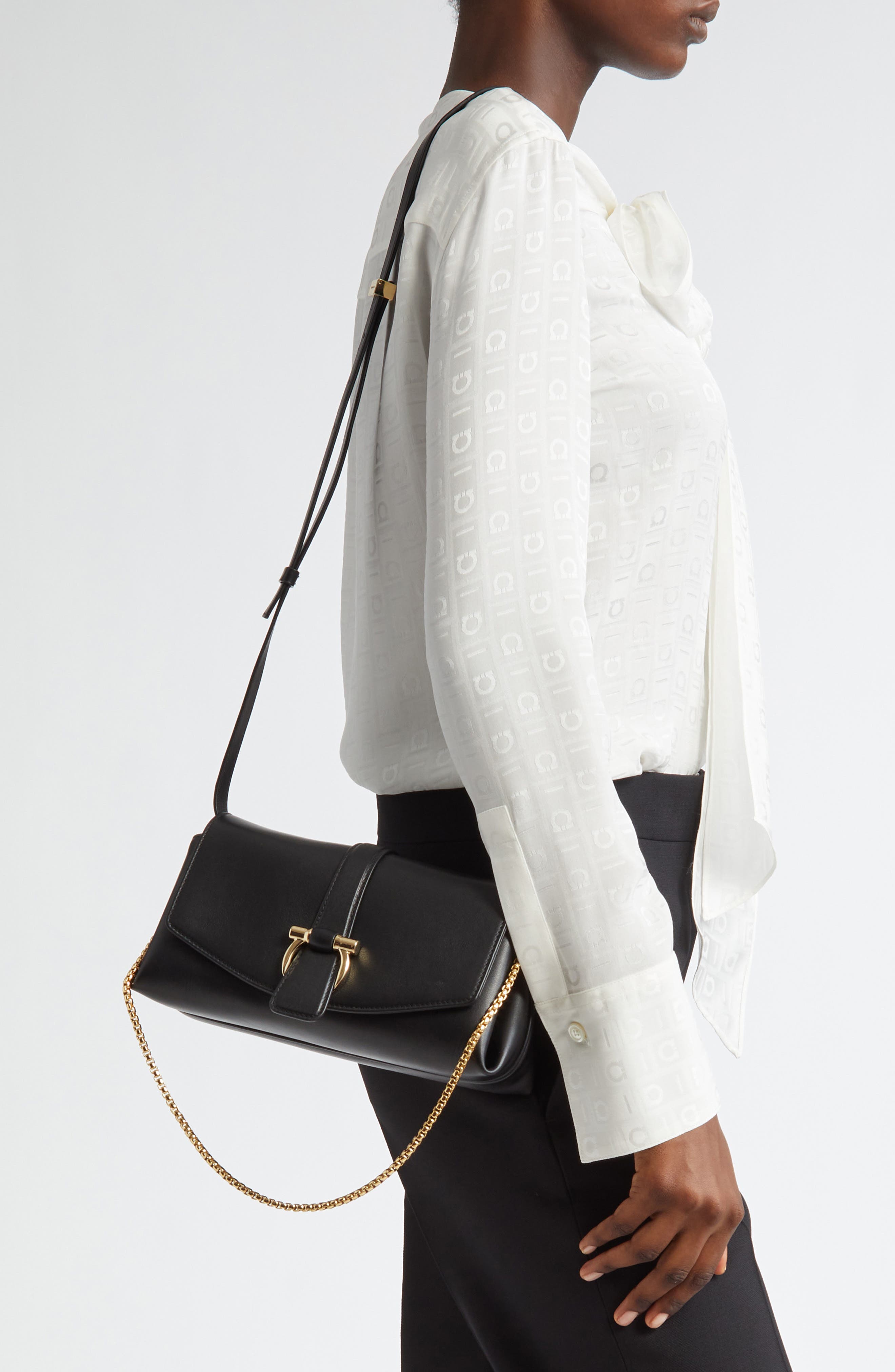 FERRAGAMO Small New Front Flap Crossbody Bag, Alternate, color, Nero