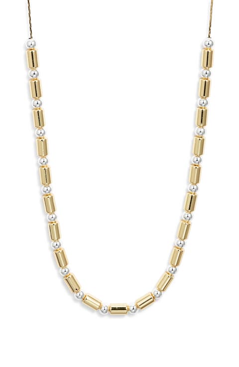 Two-Tone Beaded Tube Collar Necklace