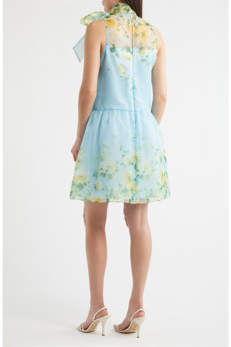 Placed Floral Drop Waist Cocktail Dress, Alternate, color, BLUE YELLOW