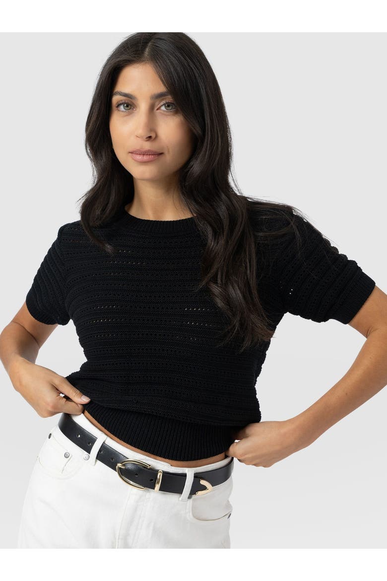 Ester Short Sleeve Knit, Main, color, Black