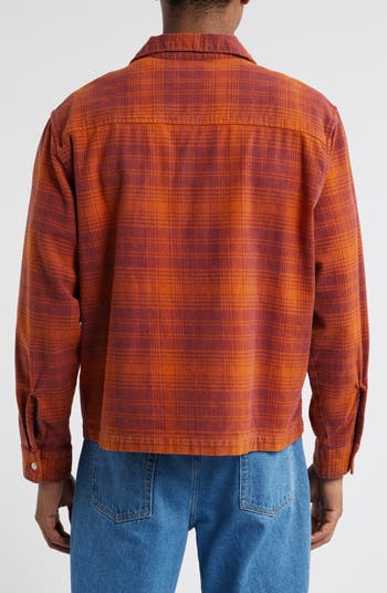 Plaid Crop Long Sleeve Flannel Camp Shirt