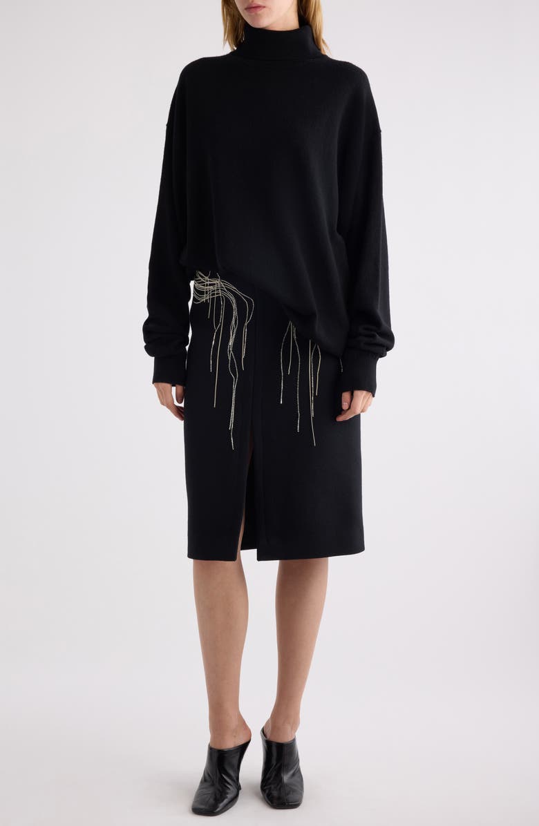 Dries Van Noten Shelda Crystal Chain Wool Blend Skirt, Alternate, color, Black