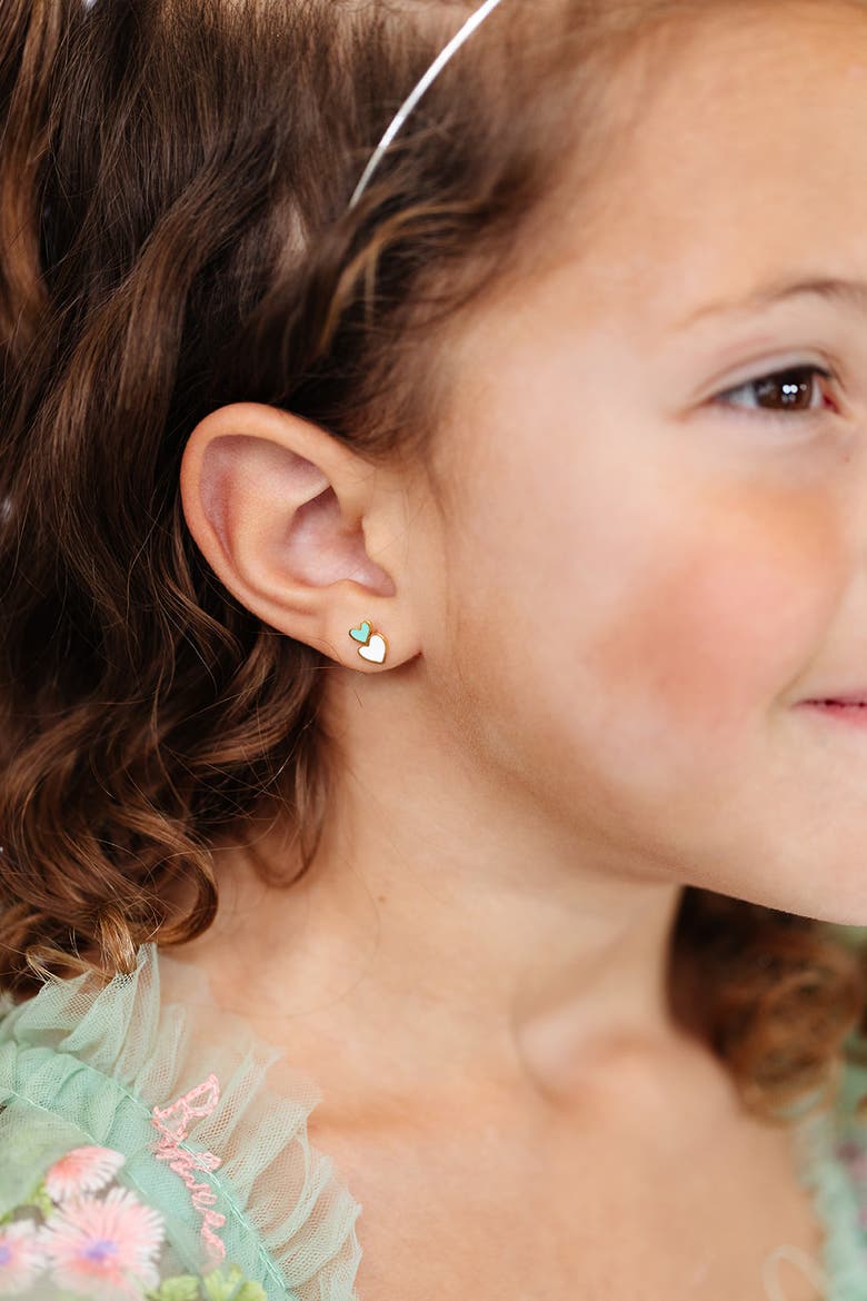 Heart Stack Stud Earrings, Alternate, color, Green