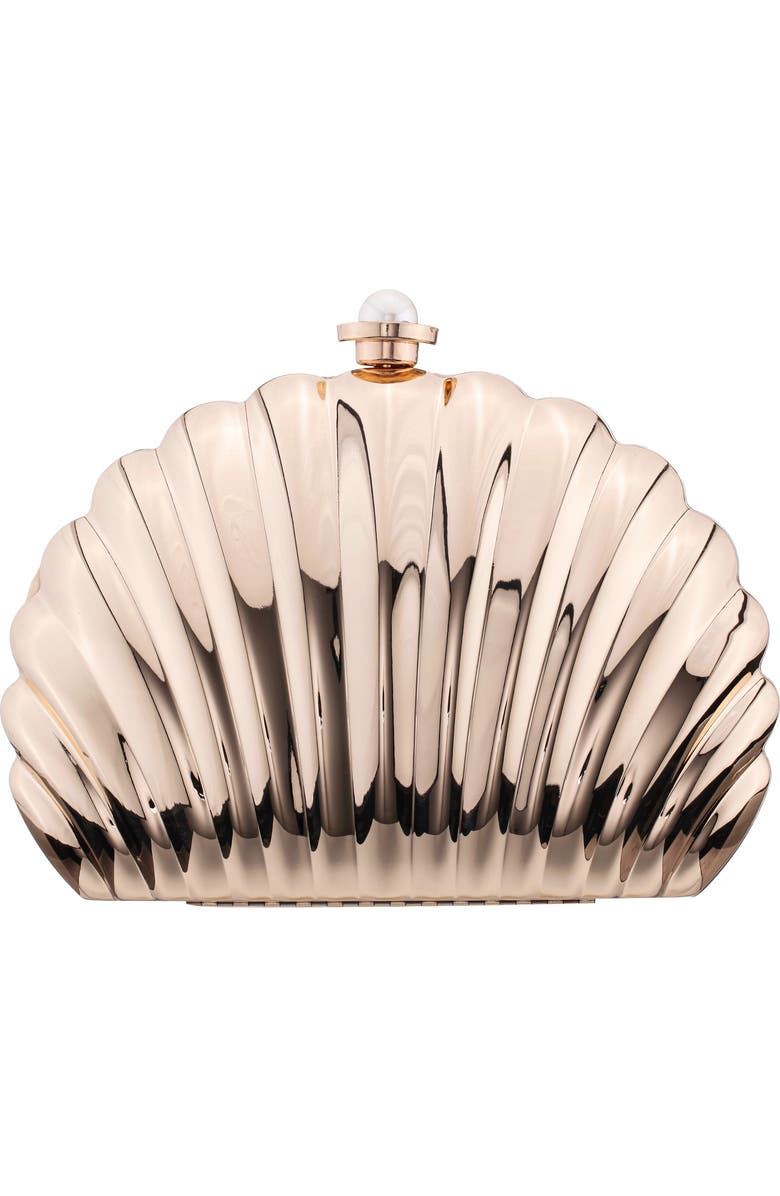 Nina Mariam Shell Clutch, Alternate, color, Gold