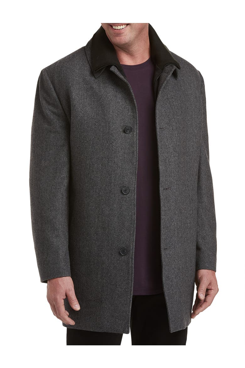 Big & Tall Herringbone Zale Overcoat, Main, color, GREY