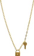 Adornia Water Resistant Lock & Key Pendant Necklace