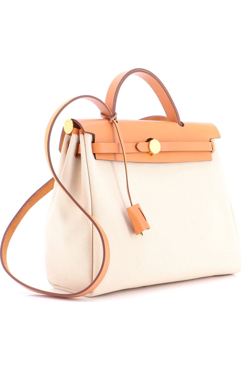 Pre-Owned Hermes Herbag Zip Leather and Toile 31, Alternate, color, Beton