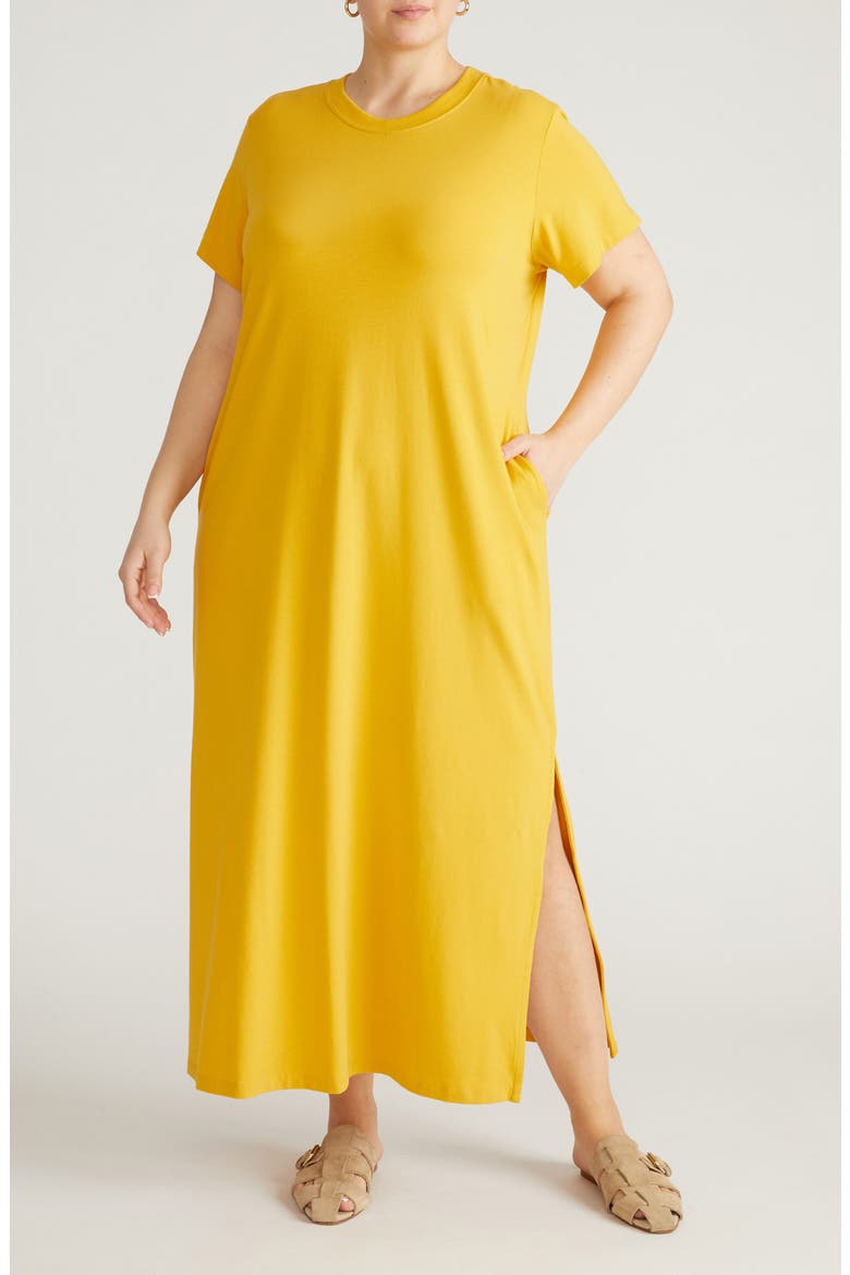 Halie Maxi T-Shirt Dress, Main, color, GOLDENROD YELLOW