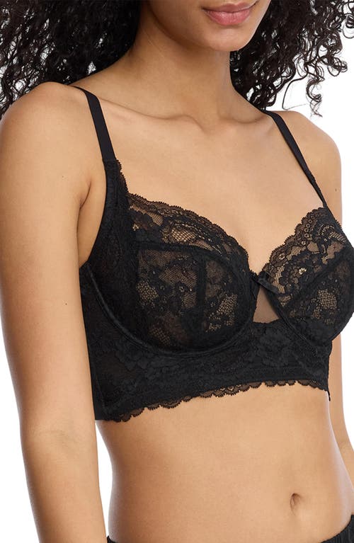 Skarlett Blue Minx Longline Side Support Lace Bra In Black