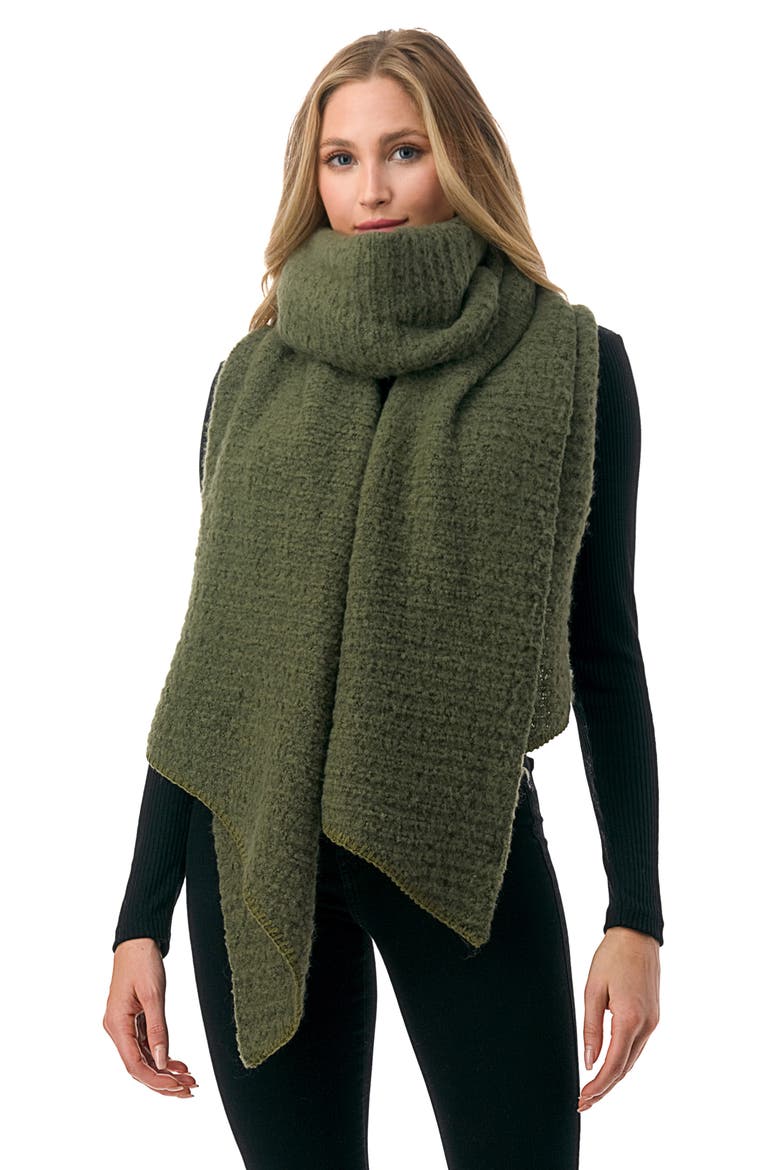 Ultra Soft Chunky Whip Stitch Scarf, Alternate, color, OLIVE