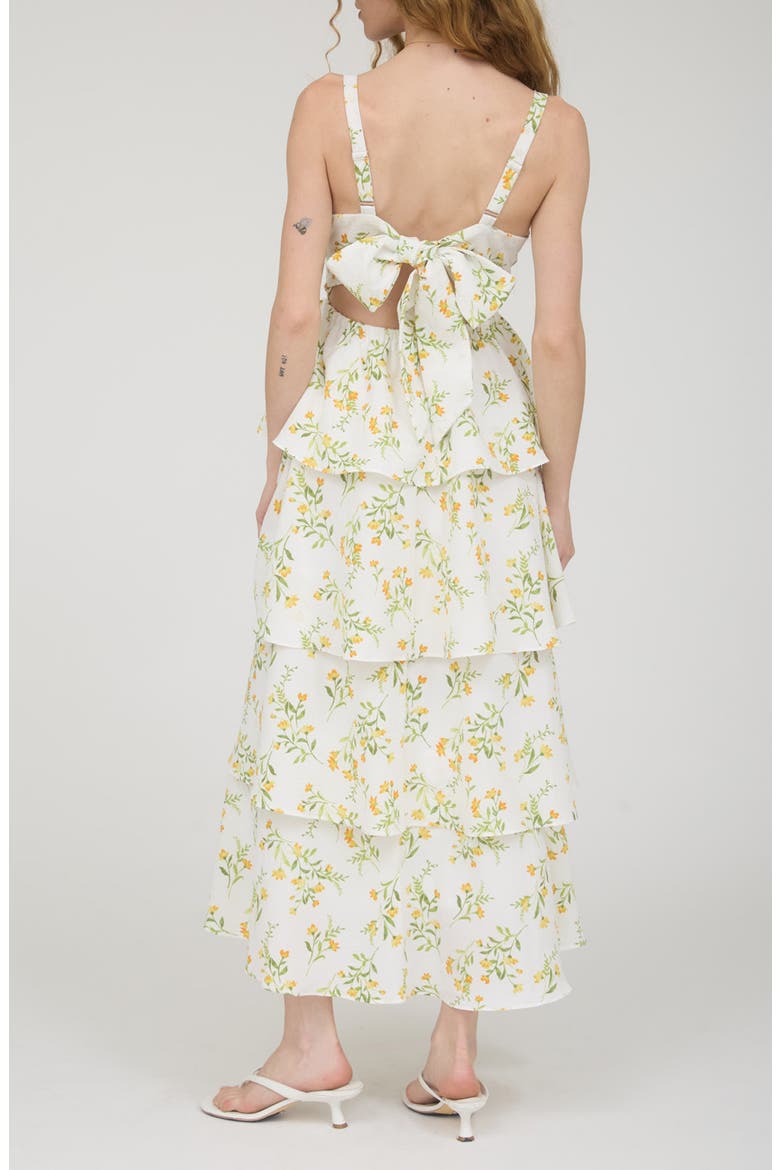 Back Bow Sleeveless Tiered Maxi Dress, Alternate, color, YELLOW MULTI