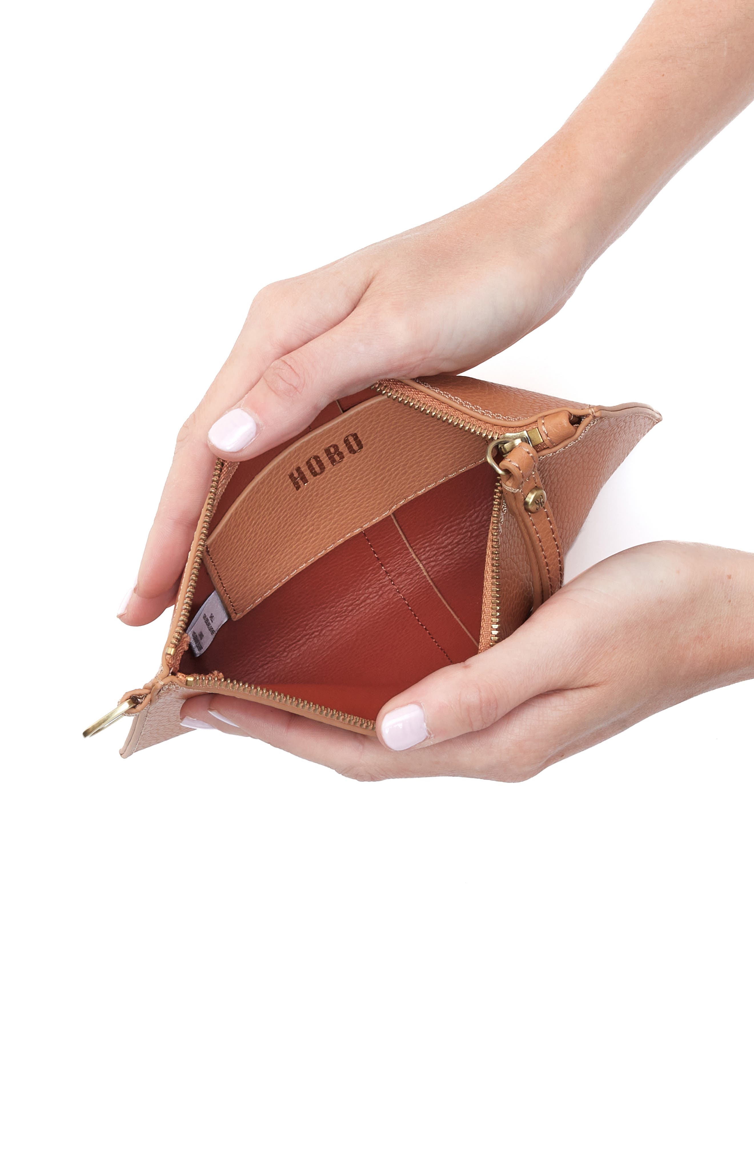 Small Vida Leather Wristlet, Alternate, color, BISCUIT / COCONUT SHELL