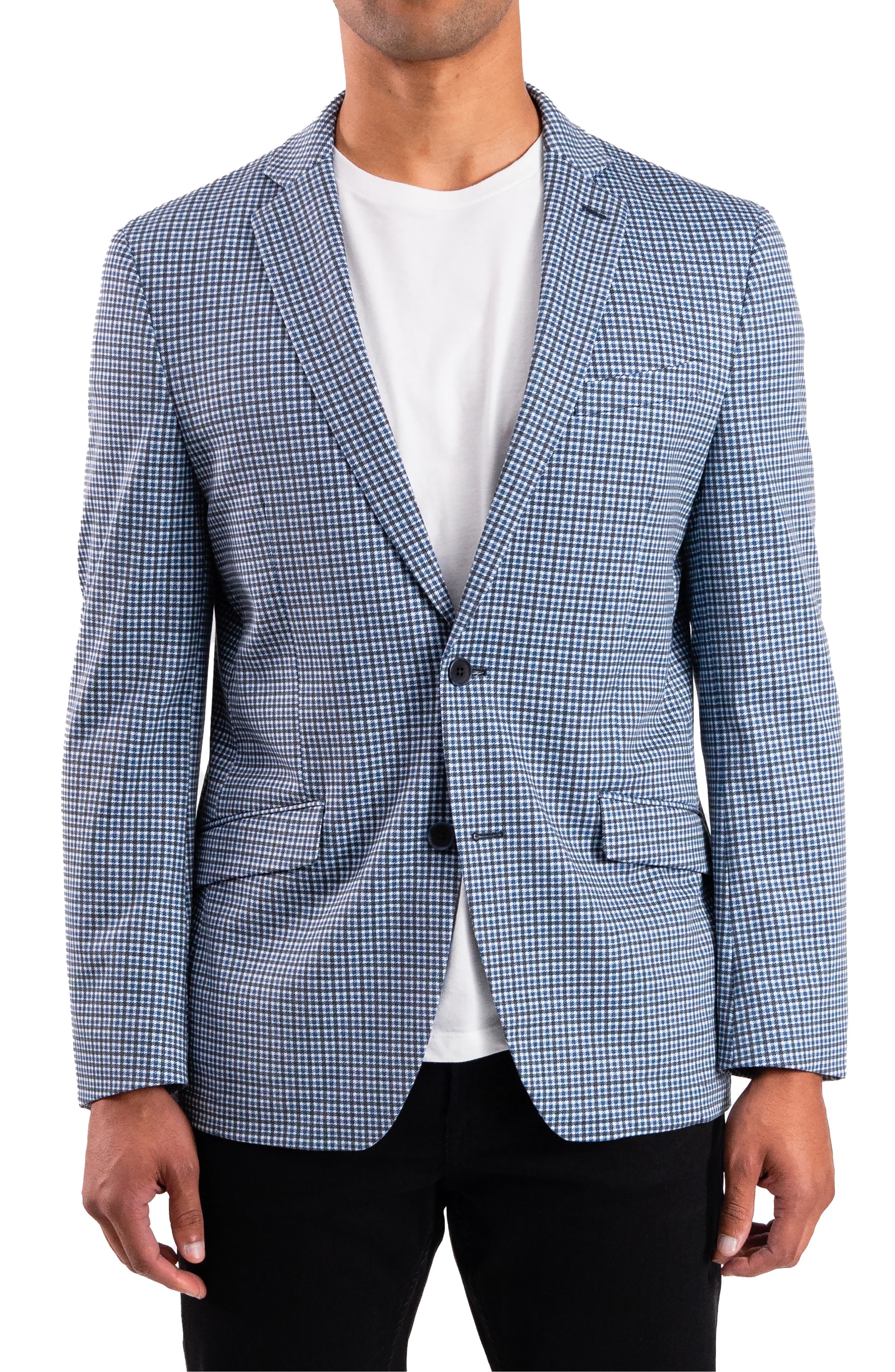 SAVILE ROW CO Navy Check Knit Sport Coat