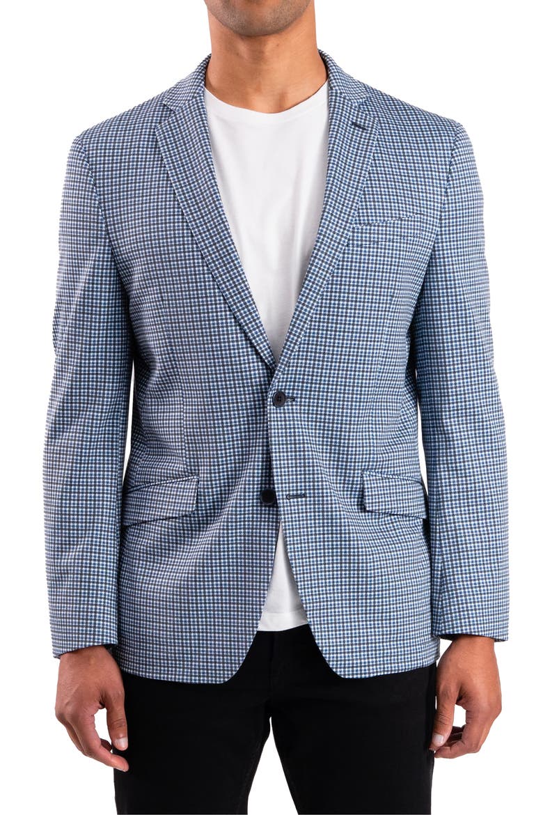 Navy Check Knit Sport Coat, Main, color, NAVY