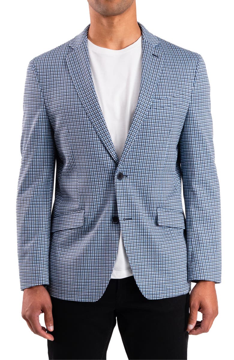 SAVILE ROW CO Navy Check Knit Sport Coat, Main, color, Navy
