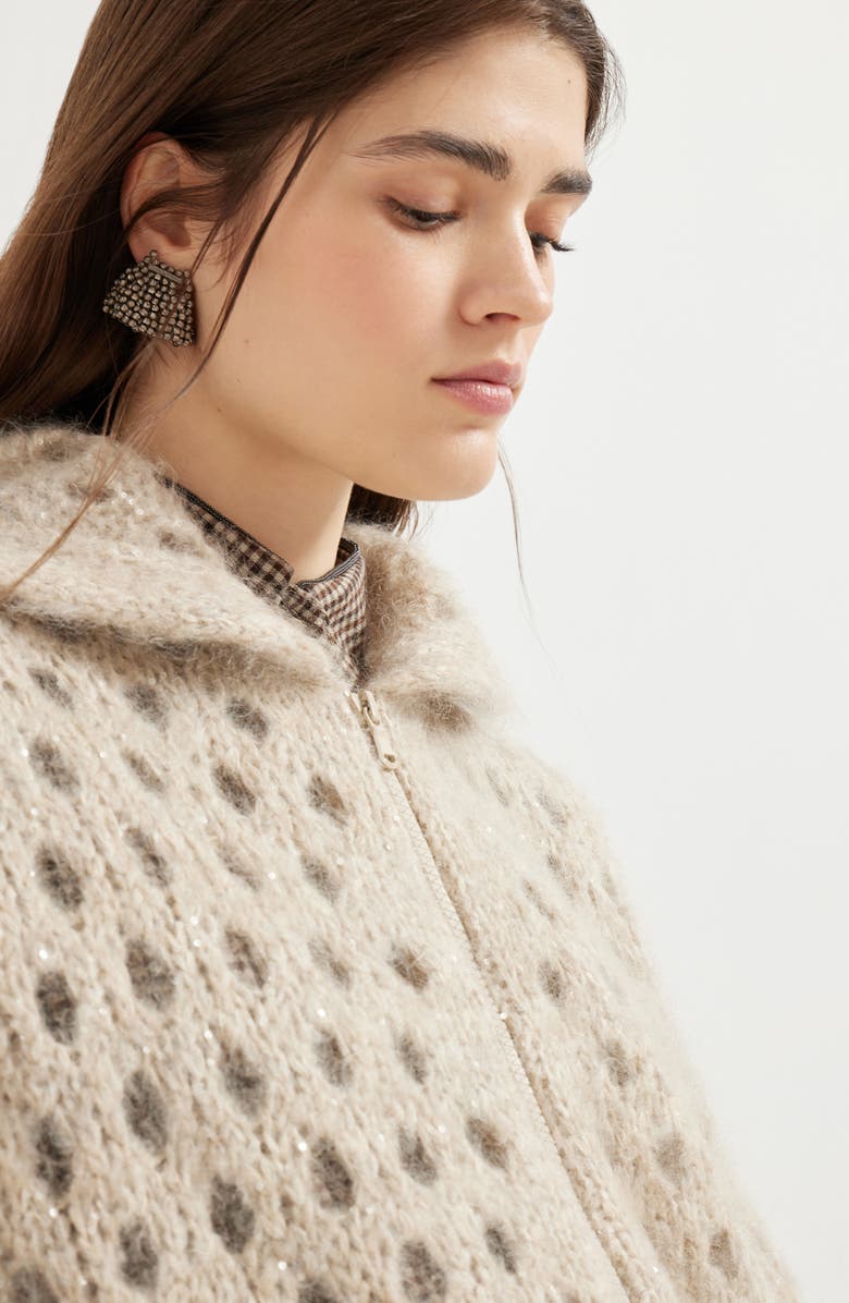 Brunello Cucinelli Dazzling Net cardigan, Alternate, color, Beige