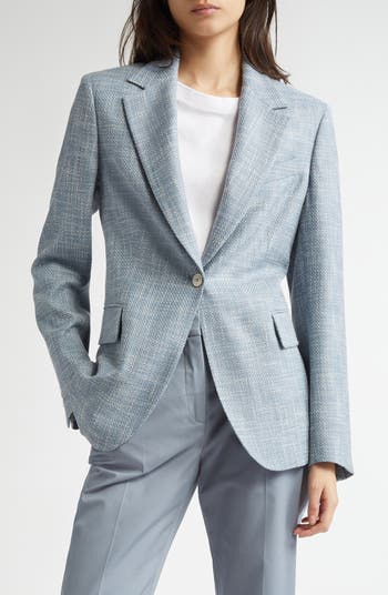 Eleventy Textured Single Breasted Virgin Wool Blend Blazer