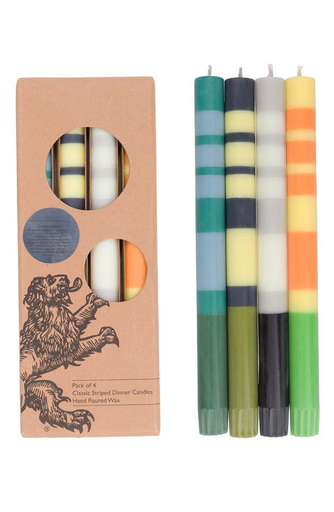 Assorted 4-Pack Stripe Dinner Candles
