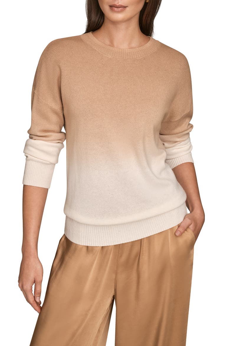 Ombré Crewneck Sweater, Main, color, CREAM/ FAWN