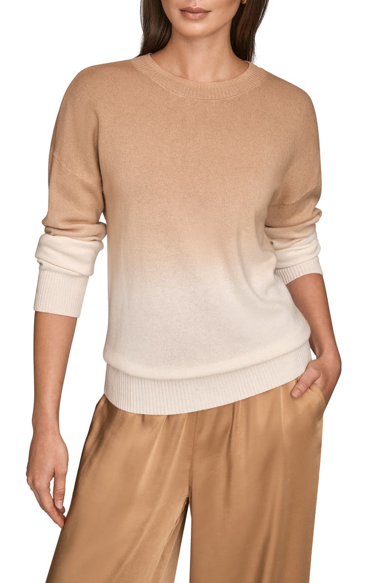 Donna Karan New York Ombré Crewneck Sweater, Main, color, Cream/ Fawn