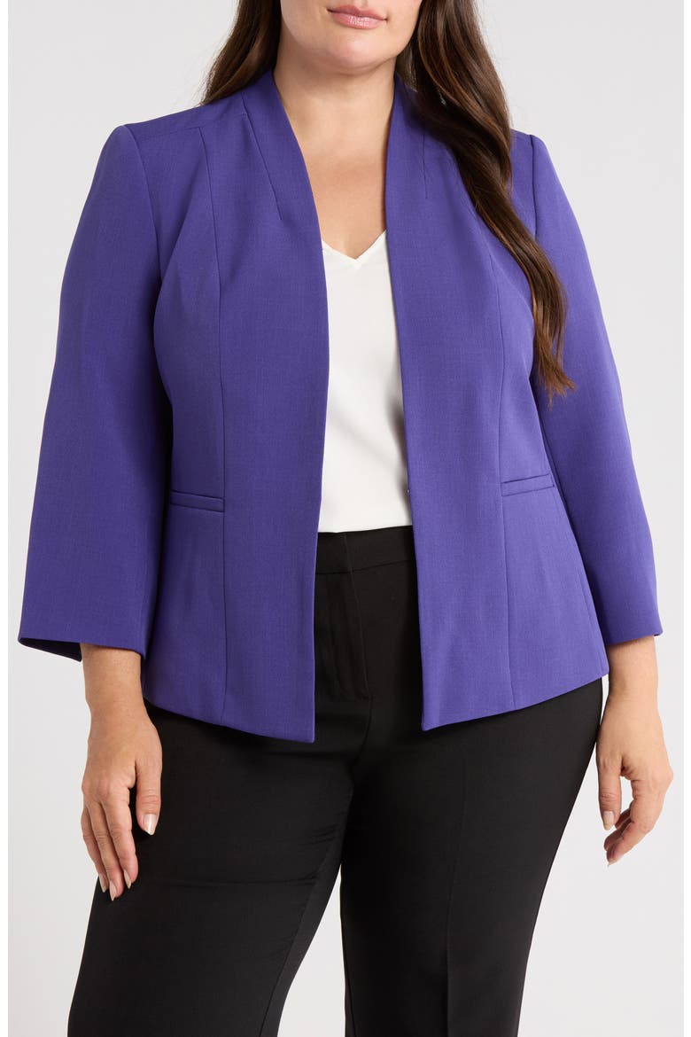 Open Front Stretch Crepe Blazer, Main, color, REGAL PURPLE