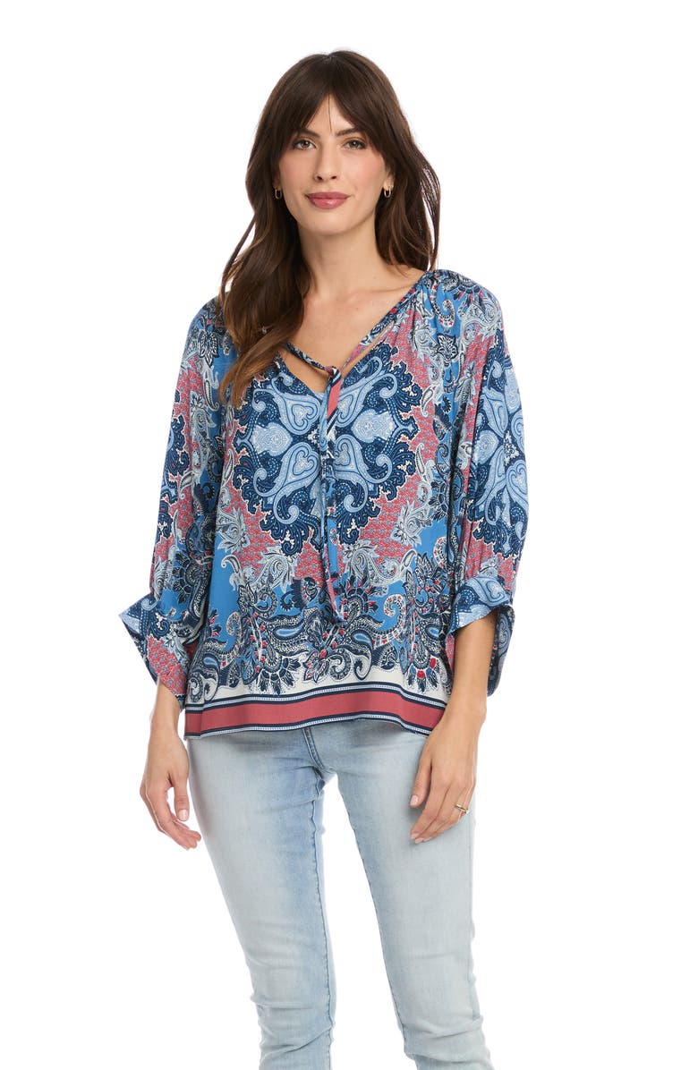 Karen Kane Blouson Sleeve Paisley Peasant Top, Alternate, color,