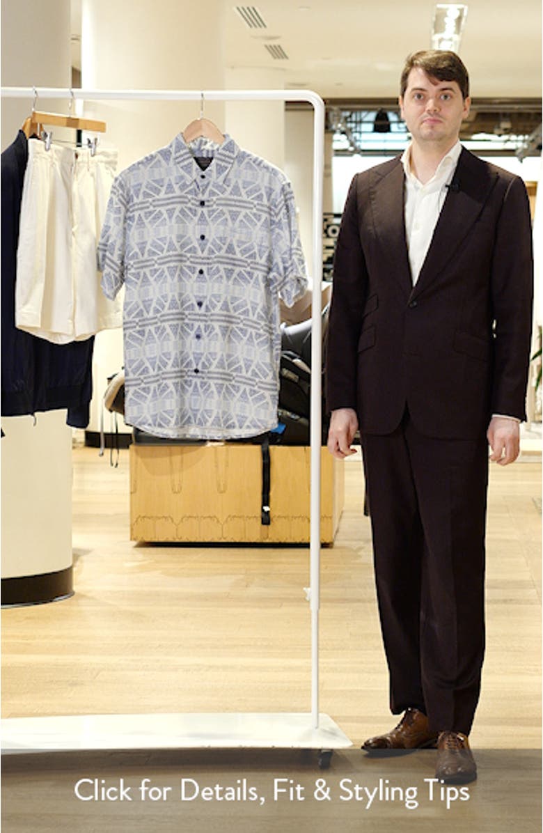 Dawson Print Short Sleeve Linen Blend Button-Up Shirt, sales video thumbnail