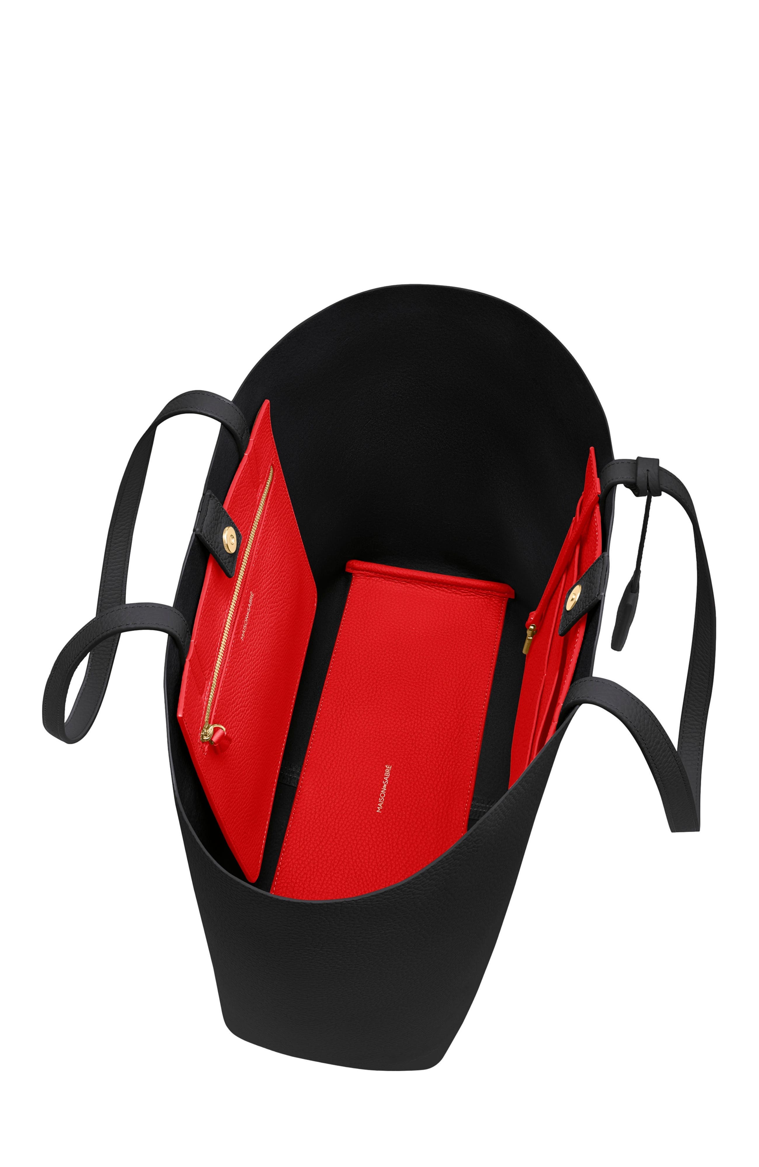 MAISON de SABRÉ Large Leather Snap Soft Tote, Alternate, color, Rouge Noir