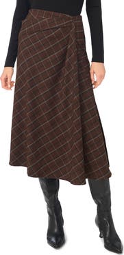 Parker Plaid Asymmetrical Midi Skirt