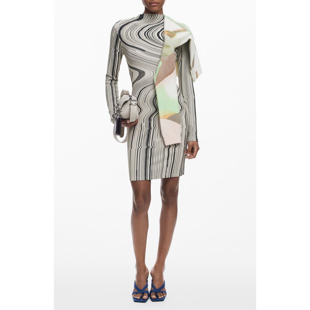 Desigual Long Sleeve Sheath Dress In Pink